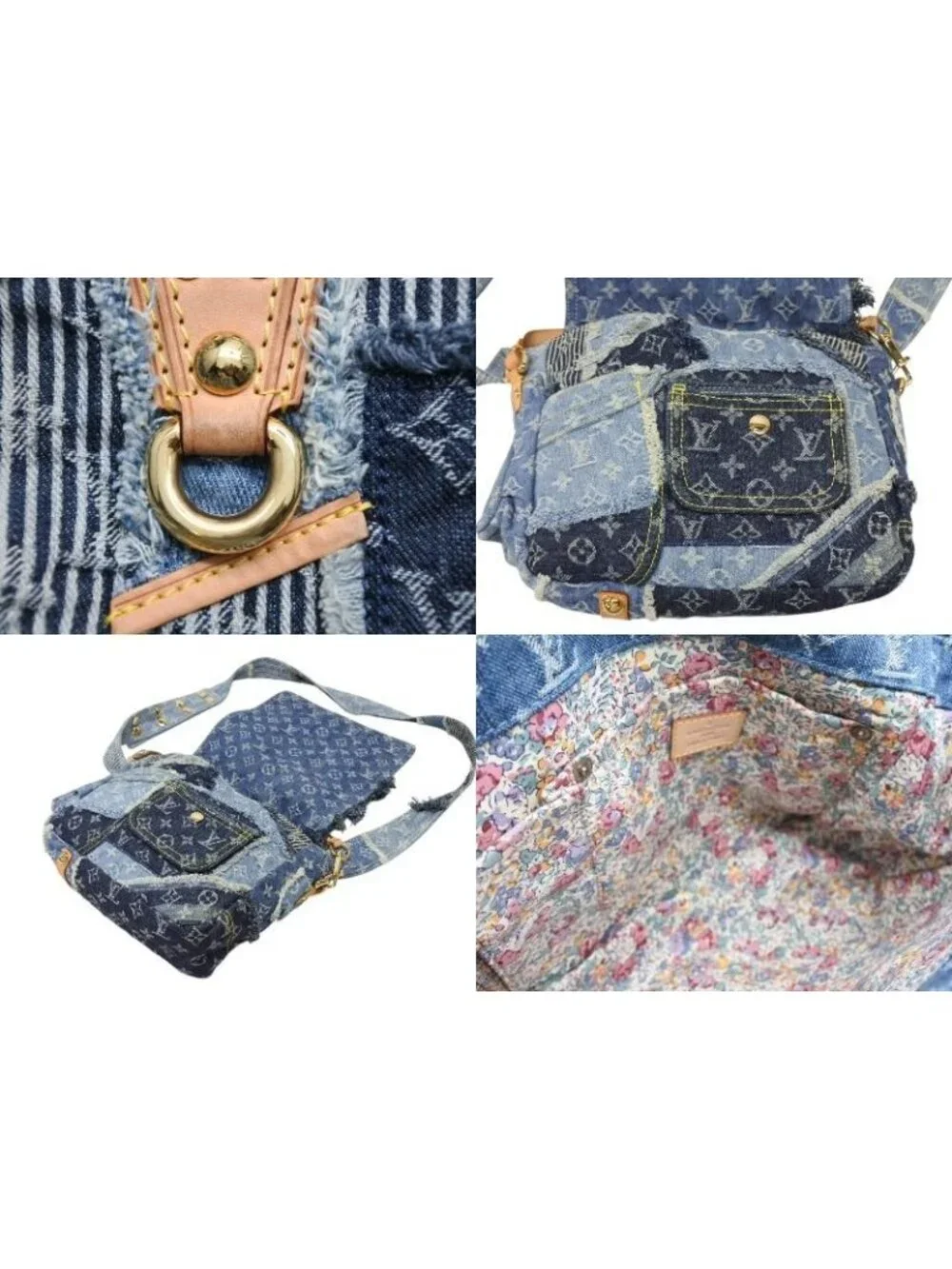 Louis Vuitton Patchwork Posty Messenger Bag Monogram Denim Blue